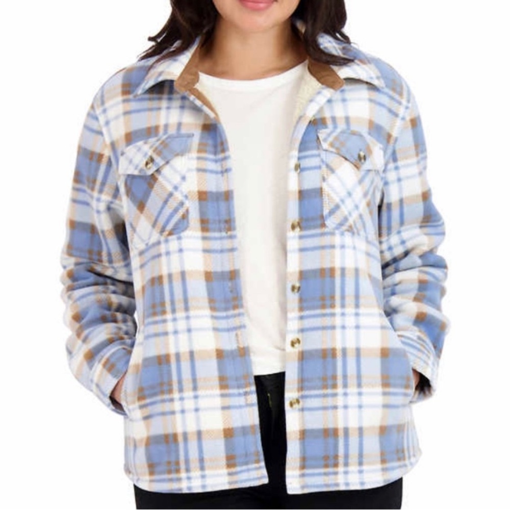 Plaid Teddy Fleece Jacket SAGE